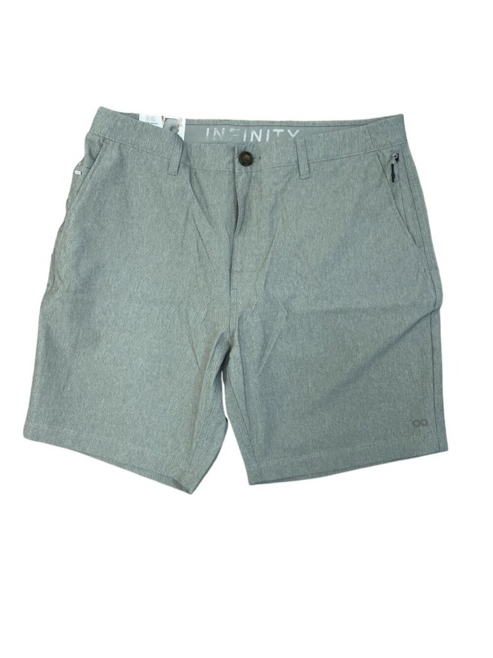 NWT Infinity Men's 34 Gray Hybrid Stretch Shorts Light 4-Way Stretch Elastic